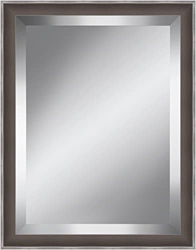 Watermark Collection Grey and Silver Beveled Plate Mirror Framed Glass