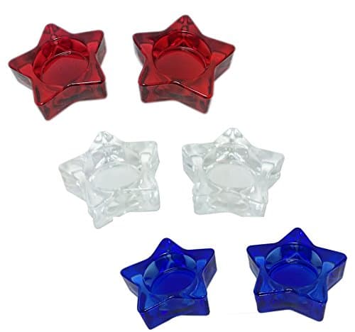 Patriotic Star Shaped Tea Light Candles ~ Red, White and Blue (Set of 6)