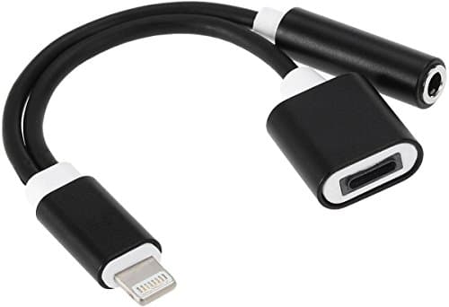 Lightning to 3.5mm Headphone Adapter, Lightning to 3.5mm Aux Headphone Jack Audio & Charger for iPhone 7 / 7 plus (Black)