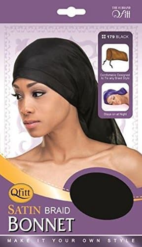 (3 Pack) Qfitt Satin Braid Bonnet (Item Number 179) Black