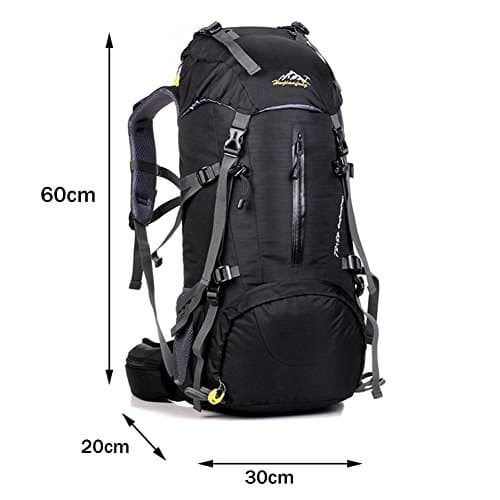 Climbing Backpack, CONMING 50L Hiking Rucksack Travel Rucksacks Trekking Backpack Casual Daypack Knapsack Bag with Rain Cover for Mountaineering Hiking Trekking Camping Climbing (Black)