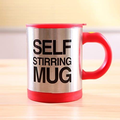 13.5oz Double Layer Stainless Steel Self Stirring Coffee Mug (red)