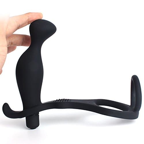 CatMeter Silicone Prostate Massager for Men - Anal & Testicles Stimulator 10 Speed Vibration Massage Delay Ring
