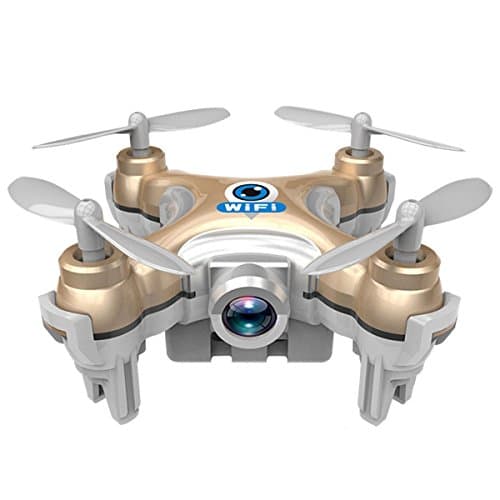 Mini Quadcopter Drone, CEStore Smallest 6 Axis Gyroscope Aerial Vehicle Omni-Directional Movement Indoor Outdoor Flight Helicopter with Colorful LED/ 0.3MP HD Camera/ WIFI Remote Control-Golden