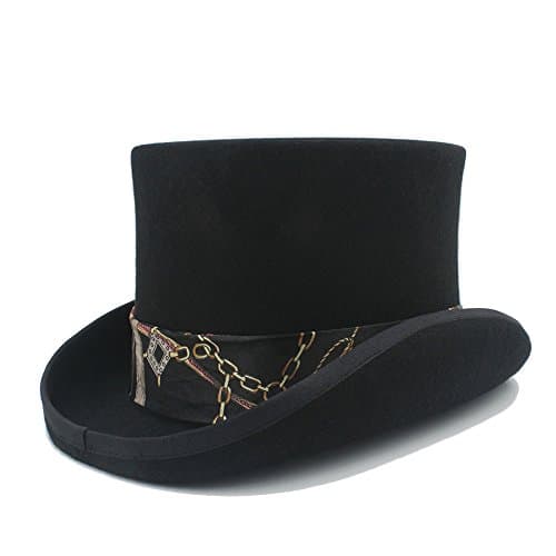 4 Color Steampunk Top Hat With Black Pattern Cloth Mad Hatter Hat For Women ( Color : 1 , Size : 61cm )