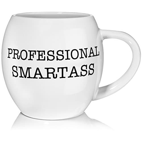 Funny Quote Mug "Professional Smartass" by Madero Kitchen - Ceramic Coffee Mug Small Mouth 14oz - Gift for Women and Men - 100% Secure Packaging - Keep Liquid Hot for Longer
