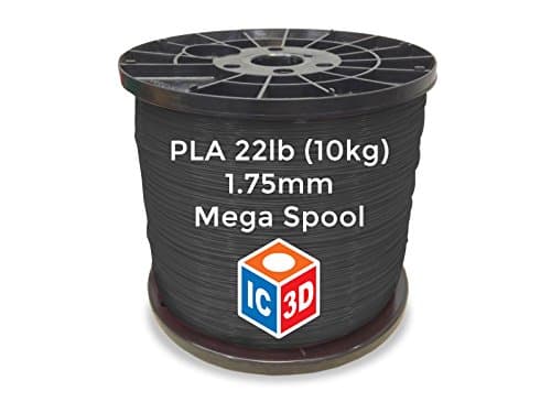Grey 1.75mm PLA 3D Printer Filament Mega Spool (10kgs) - Dimensional Accuracy +/- 0.05mm - Professional Grade 3D Printing Filament - MADE IN USA