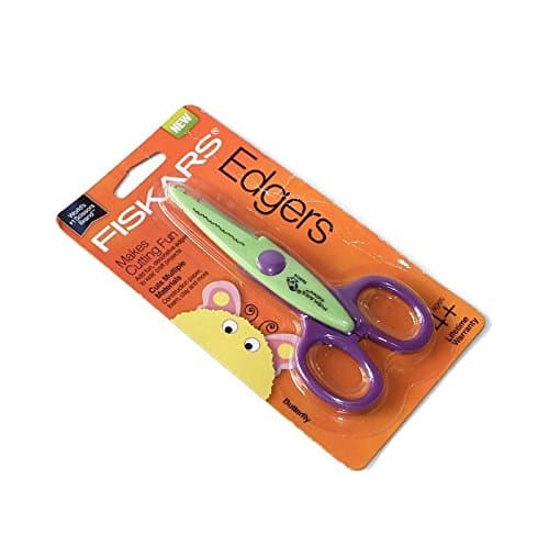 FISKARS Edgers Scissors, Butterfly theme (frog theme, purple handle)
