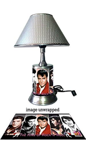 JS Elvis Presley Lamp with chrome shade, collage