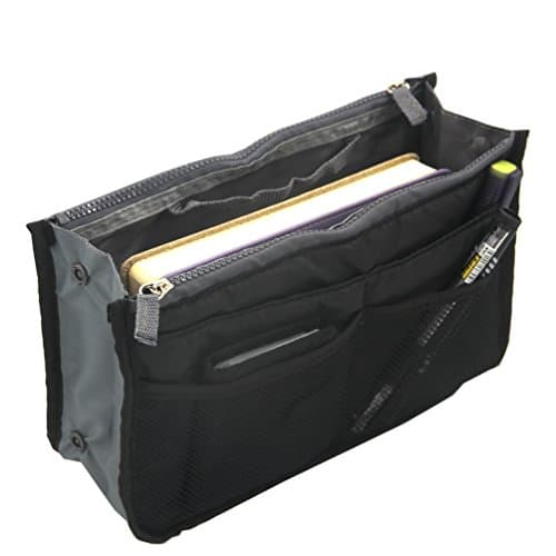 ColorMixs Designer Purse Organizer Insert Handbag Organizer Insert 13 Compartments (Black)