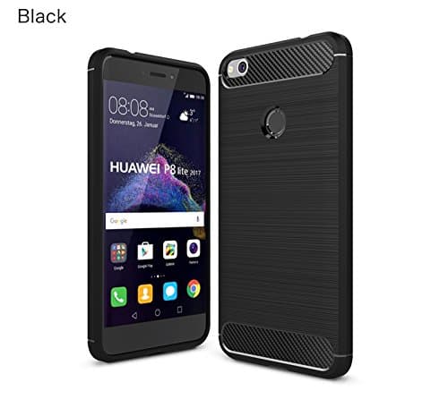 For cellphone Cases, Ultra Light Carbon Fiber Armor ShockProof Brushed Silicone Grip Case For Huawei P9 Lite 2017 ( Color : Black )