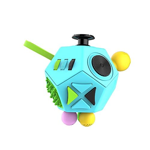 Keysco 12 Sides Novelty Toys, Holy Crystal Decompression Magic Cube For Fidget, Relieves Anxiety And Stress (Blue)