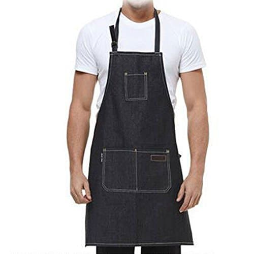 PECC 2018 professional chef cooking & Work Denim Apron with Adjustable Neck height black jean bib aprons for women and men/adults/restaurant/kitchen/outdoor/BBQ