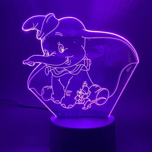 LED Night Light Cute Elephant 3D Lamp Cartoon Dumbo Nightlight