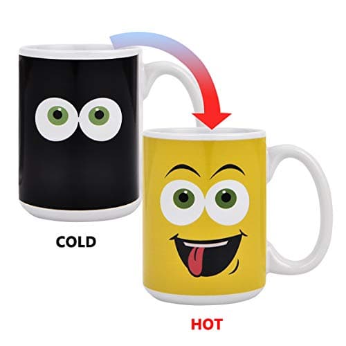 Heat Sensitive Color Changing Coffee Mug | Yellow Drunk Funny Face | Funny Birthday Gift Idea | Funny Coffee Cup - Add Hot Liquid And Reveal The Lovely Smiley Face