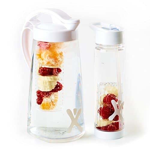1 x Excifit Premium Fruit Infusion Pitcher (70oz) + 1 x Fruit Infused Water Bottle (26oz) + BONUS Paperback Recipe Book