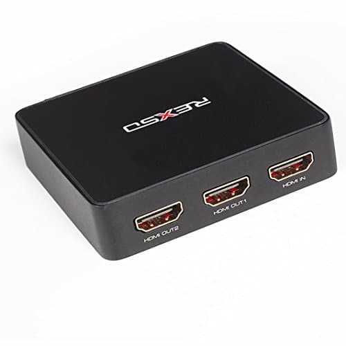 REXSO H3 HDMI 2.0 4K@60 Audio/Video Splitter 1 In 2 Out Supports Bandwidth 18Gbps Switch for PC, AV Receiver, Computer, LCD with Power Adaptor