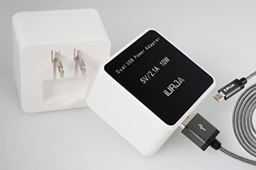 iURJA 10W 5V/2.1A Dual USB 2 Port AC Portable Fast Rapid Wall Travel Home Charger with 3.3-Feet Micro USB Data Sync Charging Cable for Samsung, Motorola, Sony, LG, HTC Power Adapter + Micro USB Cable