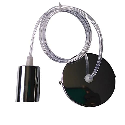 Modern Design Copper Ceiling Rose / Braided Flex Lamp Holder Suspended Pendant Light Fitting Kit (Grey)