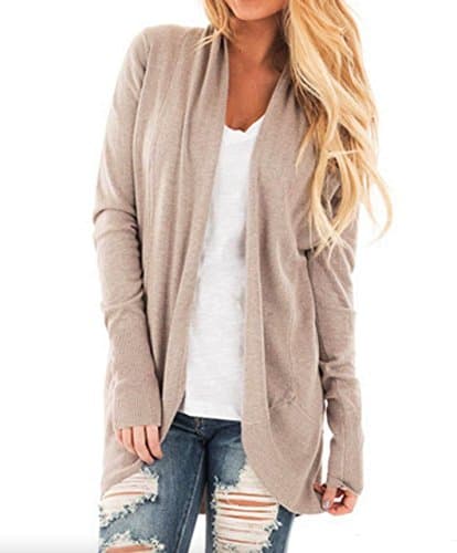 TOKYO CHIC Women's Soft Knit Casual Sweater Open Front Drape Cardigans Floral Chiffon Loose Kimono Capes Cardigan Juniors Women Drape Front Uniforms Japan Dresses Anime Plus Size (L, Apricot)