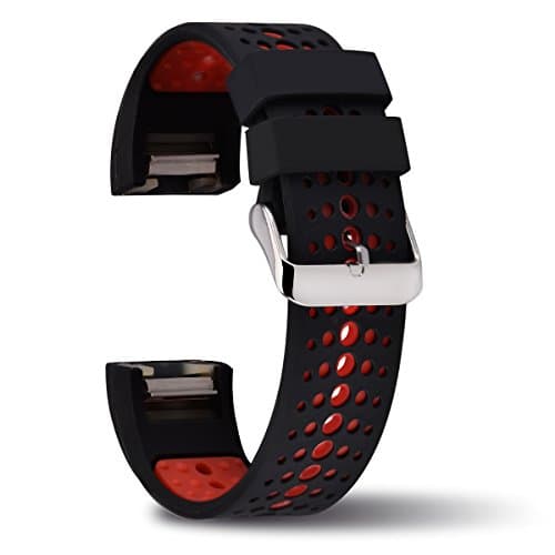 Charge2 Band,Fitbit Charge 2 Band Silicone Replacement Strap with Classic Buckle and Massage Tablets for Fitbit Charge 2 HR Wristband Heart Rate Fitness Tracker Small/Medium (Red)