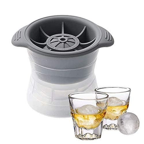 Flywill Ice Cube Mould Tray with Lid, Reusable Food Grade Flexible Silicone PP Diameter 6cm(2.4inch) Big Ball Ice Cubes Maker Use for Whiskey Cocktails Beer Scotch for Halloweean Christmas Parties