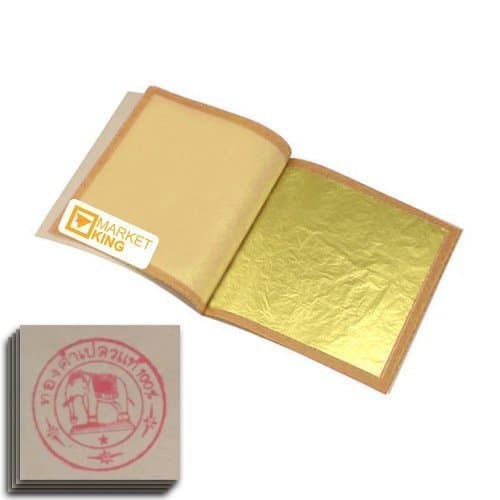Edible Gold Leaf Sheets 100 Leaves 24 Karat S-size 1.0" X 1.0" Genuine Authentic for Foods, Cakes & Chocolates, Decoration, Health & Beauty, Home Arts & Crafts, Metal Working