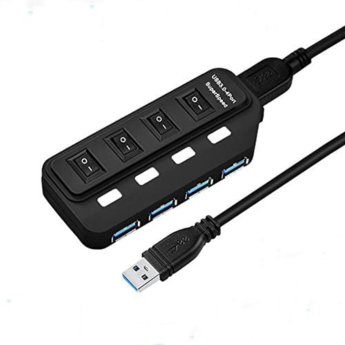 USB 3.0 Hub ROSIMO 4 Port USB Hub Super Speed Data Transfer with ON/OFF Individual Power Switch and Leds