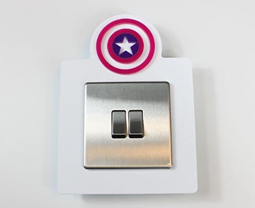 Plastic Online Ltd Captain America Style Single Light Switch Socket Acrylic Surround Colour Kids Room 3D Design (Pink & Purple on White)