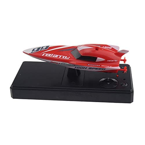 Escomdp 4CH 2.4G Rechargeable Remote Control Boat Water Toy RC Speedboat Speed Racing Ship Kids Toy (No Antenna Required) (Red)