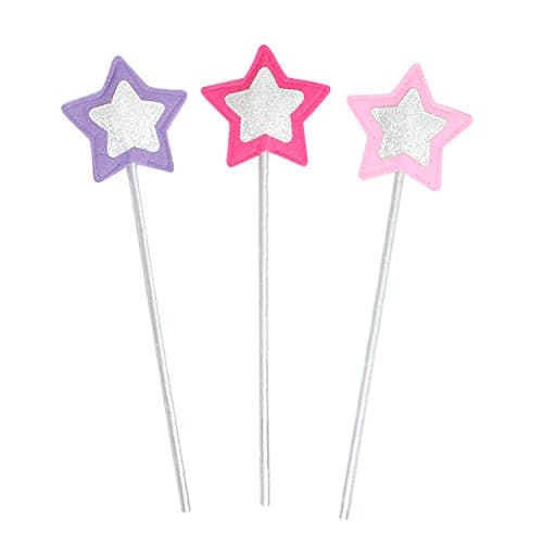 Star Princess Wands, Sinuo Magic Wands 3-pack Sequin Fairy Wands for Kids Party Supplies