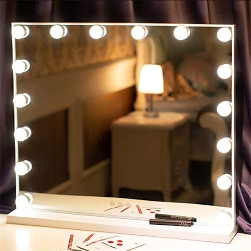 FANHHUI Frameless Vanity Mirror with Light Hollywood Makeup Lighted Mirror 3 Color Light (White)