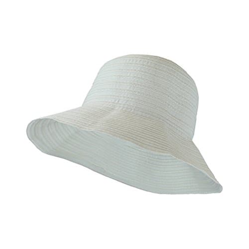 White Roll Up Travel Bucket Sun Hat, 3.5in Wide Brim, SPF 50 UV Block