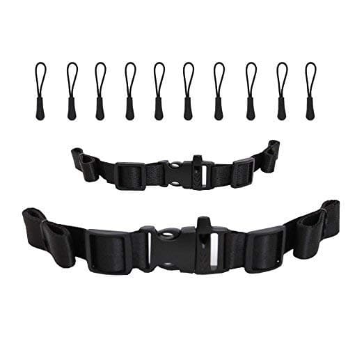 Backpack Chest Straps with Buckle, Nylon Heavy Duty Adjustable Backpack Sternum Strap Chest Belt with 10 Zipper Pulls for Most Backpacks