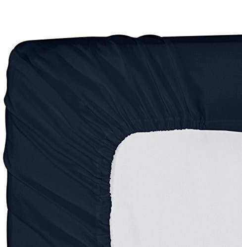 Premium Quality 1 Piece Fitted Sheet (Bottom Sheet Only) 15" inches Deep Pocket 800 Thread Count 100% Pure Egyptian Cotton Solid Pattern California King Navy Blue
