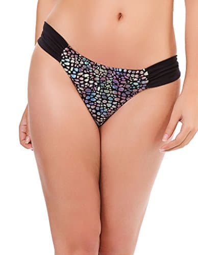 Mio Swim Black Mamba Black and Metallic Ruched Side Bikini Brief BF15350035 Small