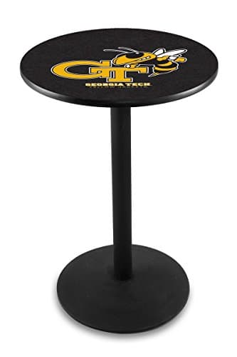 L214 - 42" Black Wrinkle Georgia Tech Pub Table with 36" dia. top by Holland Bar Stool Co.