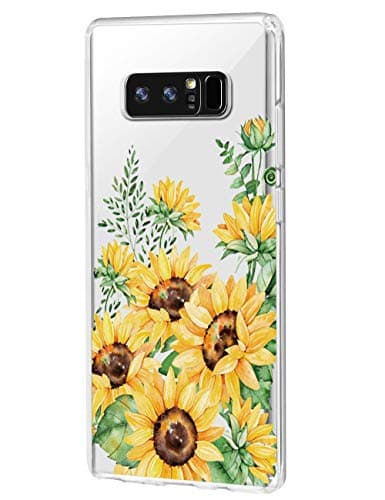 Samsung Galaxy Note 8 Case, TPU Silicon Flexible Slim Fit Soft Clear Edge Cute for Women Girl Bumper Flower Floral Shock Absorber Anti-Scratch Case For Samsung Galaxy Note 8