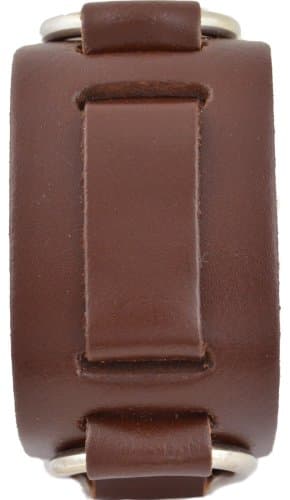 CuffWatches Leather Cuff Band With Rings Brown Watch Strap