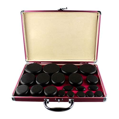 20 Pieces Set Spa Oil Stone Massage Stone with Heating Box Thermostat Energy Stone Volcanic Hot Stone