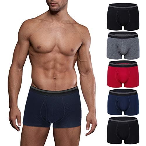 Mens Boxer Briefs 5 Pack No Ride-up Comfortable Breathable Cotton Sport Short Leg Underwear
