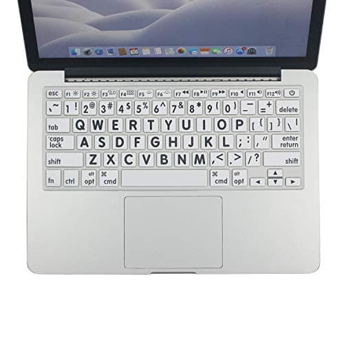 Premium Silicone Keyboard Protector Skins for MacBook Air 13 (A1466/A1369,Old or 2017 Released) and MacBook Pro with or Without Retina 13/15/17(2015 Or Older)-Big Font White, US Layout