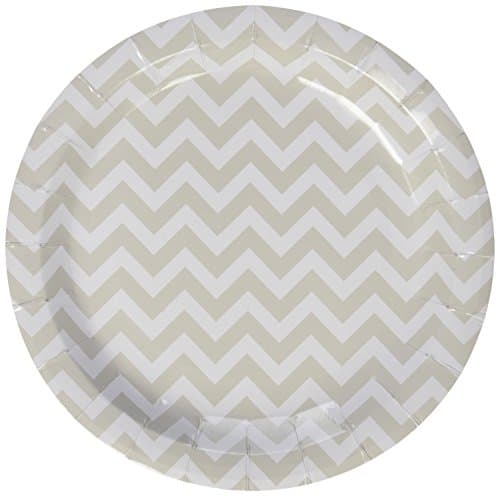 Ginger Ray Chevron Divine Grey Paper Party Plates, 8 Pack