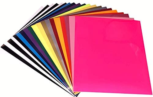 Heat Transfer Vinyl HTV 20 Pack 12" x 10" Sheets for Iron On T Shirts - Assorted Colors - Black, White, Gold, Silver & More for Silhouette Cameo Or Cricut - Heat Press Machine