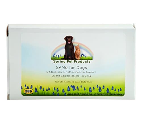 Spring Pet SAMe for Dogs ~ S-Adenososyl-L-Methionine Liver Support Enteric Coated Tablets ~ 200 mg ~ 30 Count Blister Pack