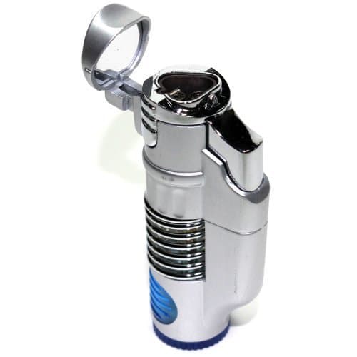 Silver Color S2 Triple Jet Flames Refillable Butane Torch Lighter - 3 1/4 Inch Height - Very Powerful!