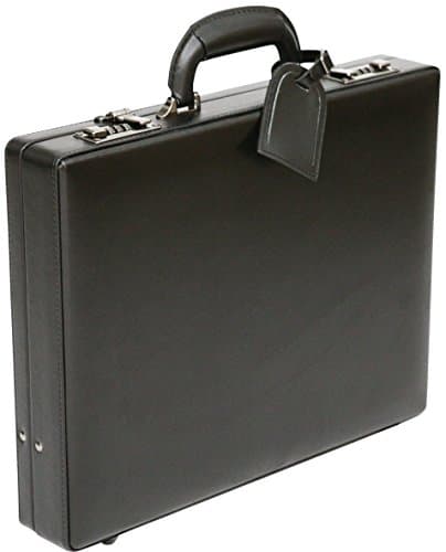 Tassia Bonded Leather Attaché Briefcase - Removable Tablet Pouch - Black