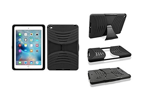 Apple iPad Mini 4 case, GADGETFARMER Heavy Duty Tough Hard Shock-Resistant Dual Layer Ultra Durable Protective Kickstand Case (Black Kickstand)