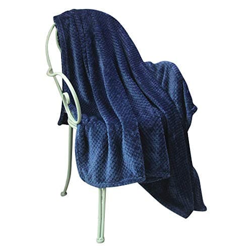 LEWONDER Throw Blanket for Sofa Couch, Flannel Plush Soft Blanket,Light Weight,Navy Blue, 5060in
