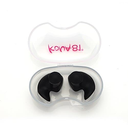 KONA81 Accessories -EAR with Storage Case, Chlorine-proof Waterproof, Soft Comfortable lightweight Reusable, Unisex for Adults Men Women Children (black)